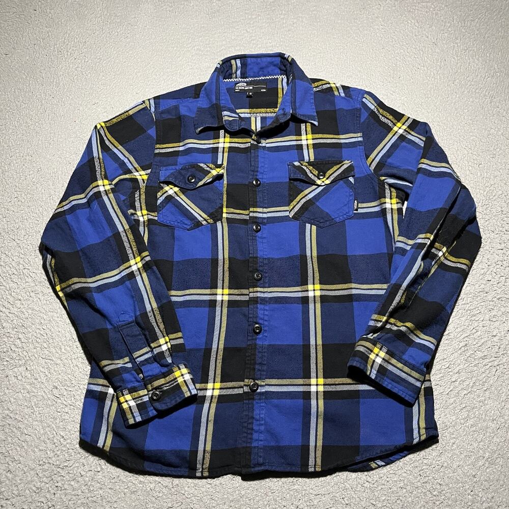 Vans Flannel Shirt Mens Small Blue Plaid Skateboard Long Sleeve Grunge Skate